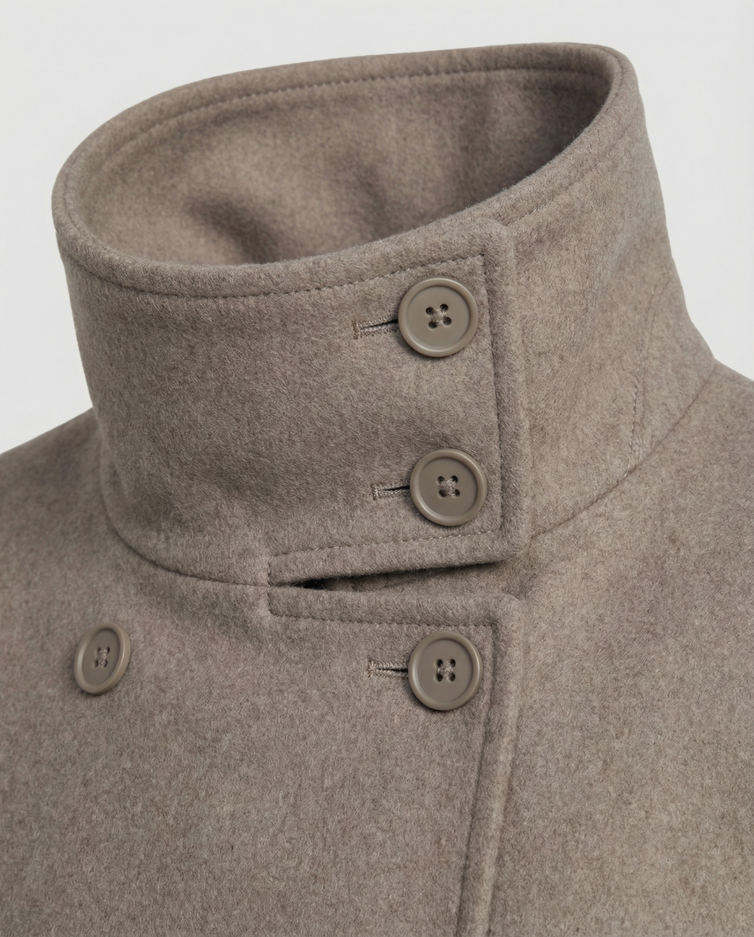 Damen Modische Cropped Jacke mit hohem Kragen und doppelter Knopfleiste
