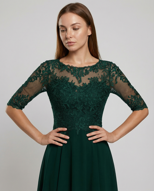 Festliches Maxikleid mit Spitzenbesatz für Damen | EB