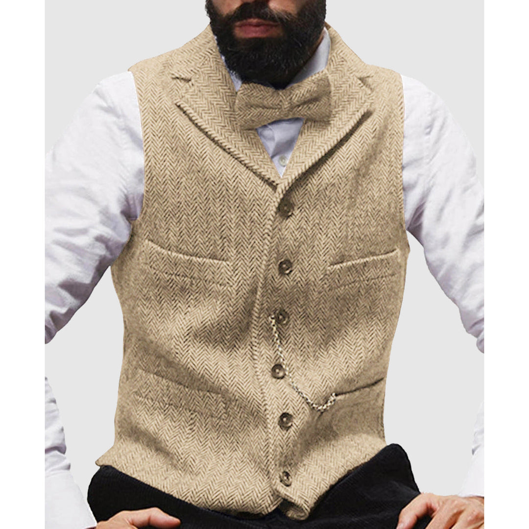 EB | Slim Fit Wolltextur Fischgrätmuster Formelle Knopfleiste