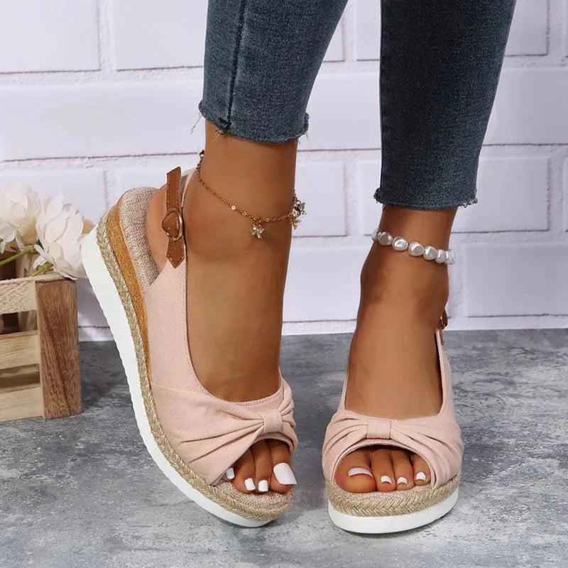 EB sommer-espadrille-sandalen mit schnallenverschluss und knotendetail