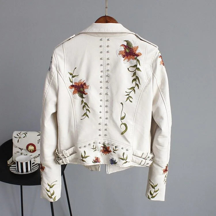 EB | Lederjacke mit Stickerei