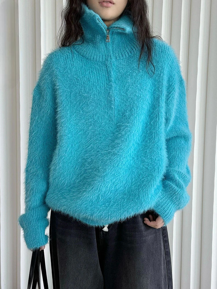 EB | Flauschiger Pullover mit Reißverschluss