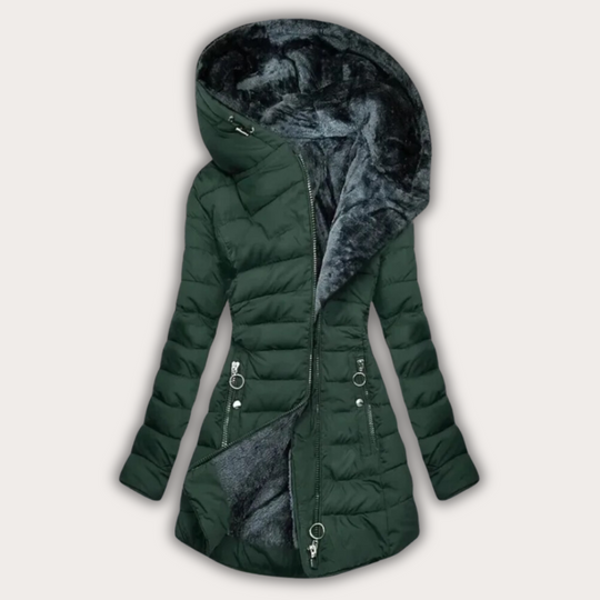EB | Warme Daunenjacke mit Pelzkapuze für Damen