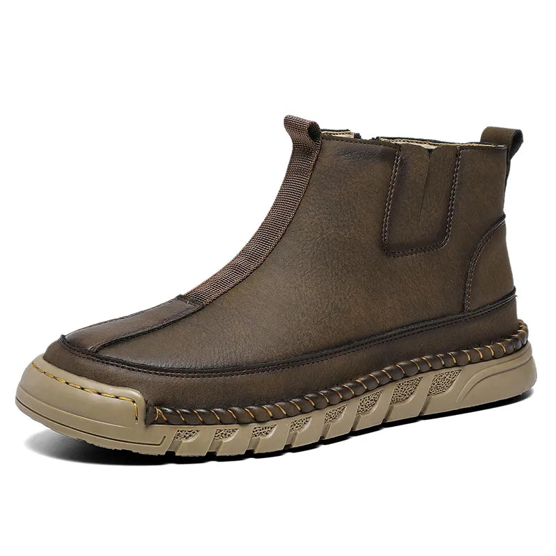 EB | Damen Casual Handgenähte Rutschfeste Warme Seitenreißverschluss Slipper Stiefel