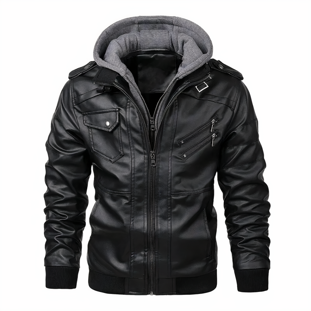 EB | Stilvolles Lederjacke mit Kapuze
