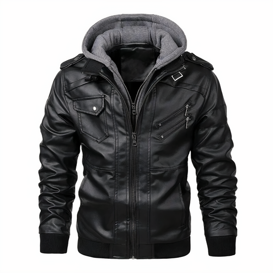 EB | Stilvolles Lederjacke mit Kapuze