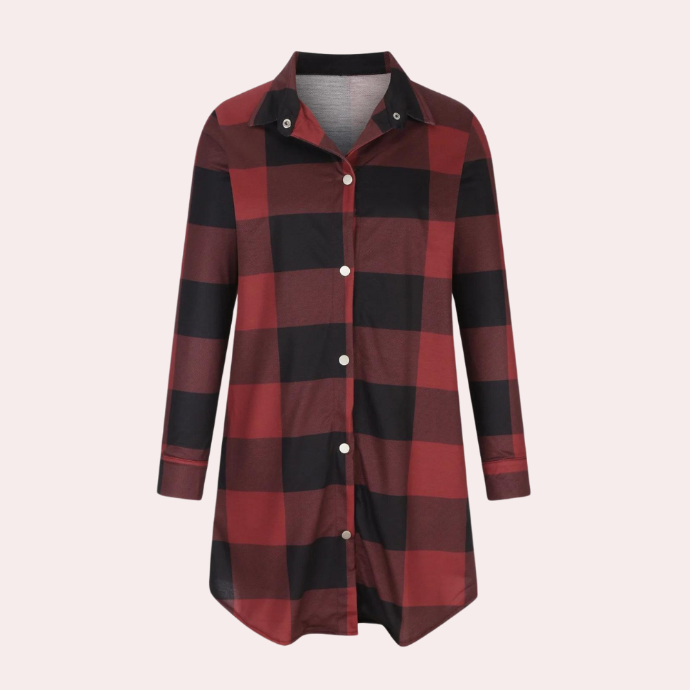 EB | Kariertes Herbstjacke in Midilänge für Damen