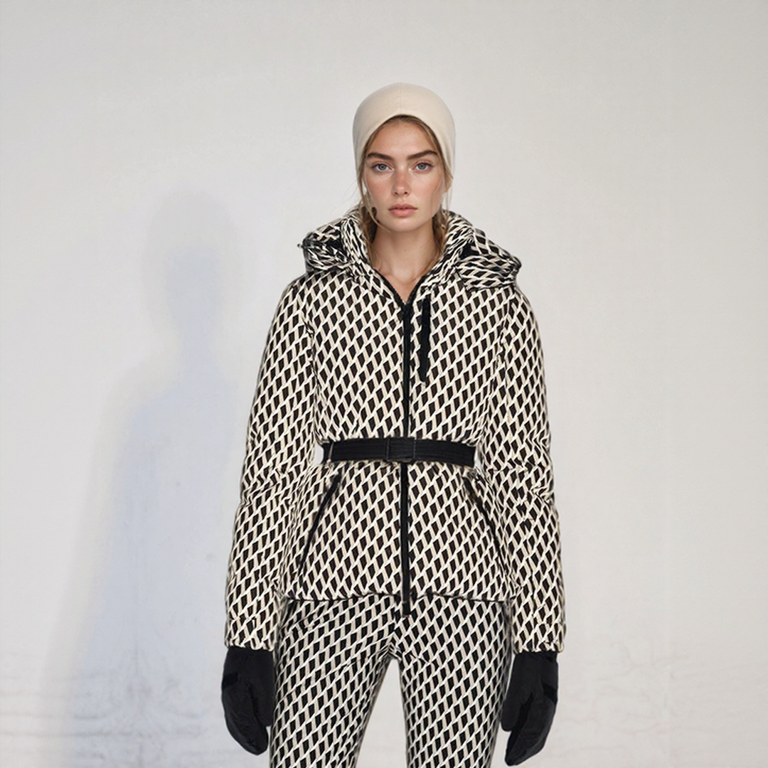 EB | Damen Ski Winterjacke mit Gürtel und Wattierungsisolierung