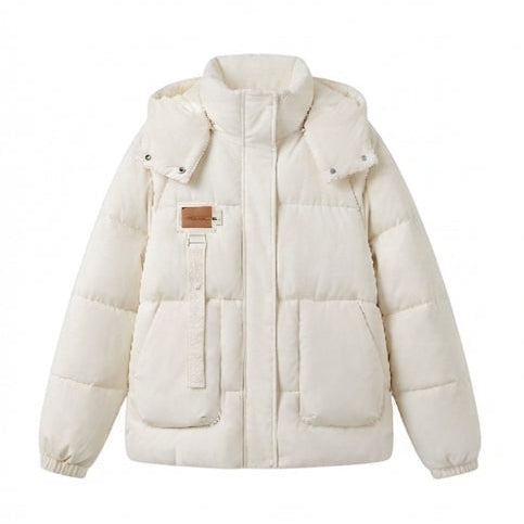 Damen nan kurz geschnittener Oversize-Winterparka mit gepolsterten Cargo-Taschen und hochschließendem Stehkragen EB