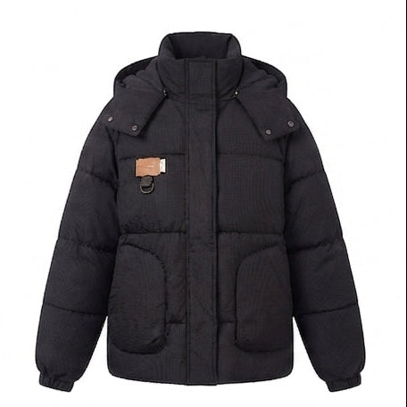 Damen nan kurz geschnittener Oversize-Winterparka mit gepolsterten Cargo-Taschen und hochschließendem Stehkragen EB