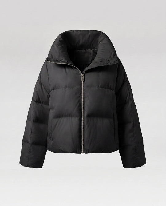 Damen nan cropped Steppjacke mit übergroßer Kapuze, leichter Thermofüllung und abgerundetem Saum EB