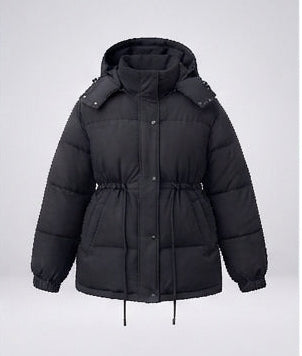 Damen nan wattierter Kapuzenparka im Boxy‑Schnitt mit taillierendem Tunnelzug EB