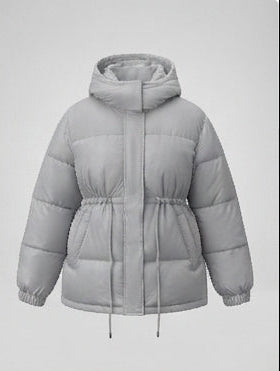 Damen nan wattierter Kapuzenparka im Boxy‑Schnitt mit taillierendem Tunnelzug EB
