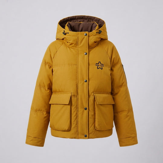 Damen nan Boxy-Pufferjacke mit verdeckter Zweiweges-Front, kontrastierter Innenblende und funktionalen Klappentaschen EB
