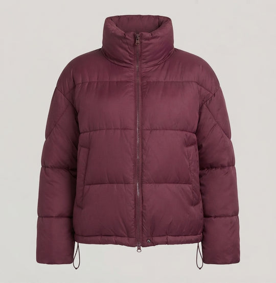 Damen nan kurzer Boxy-Puffer mit ergonomischer Kapuzenkrause, verstellbarem Saum und verdeckter Frontblende EB
