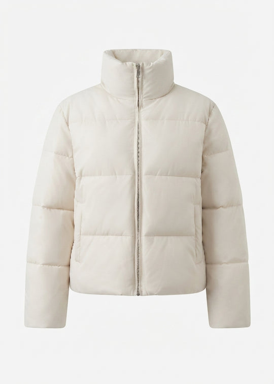Damen nan kurze thermische Pufferjacke mit hohem Polokragen und innenliegendem Kordelzug EB