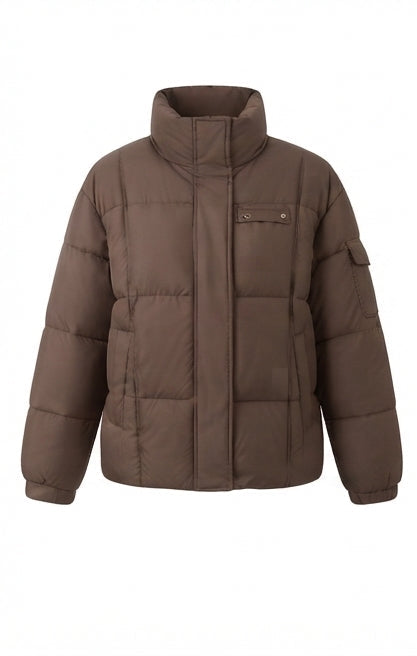 Damen nan kompakte Boxy-Steppjacke mit hochschließendem Stehkragen, verdecktem Reißverschluss und funktionaler Ärmeltasche EB