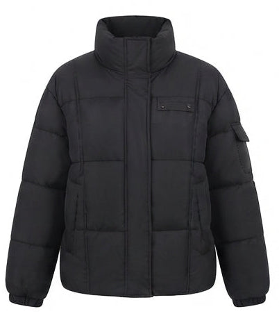 Damen nan kompakte Boxy-Steppjacke mit hochschließendem Stehkragen, verdecktem Reißverschluss und funktionaler Ärmeltasche EB