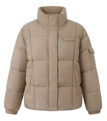 Damen nan kompakte Boxy-Steppjacke mit hochschließendem Stehkragen, verdecktem Reißverschluss und funktionaler Ärmeltasche EB