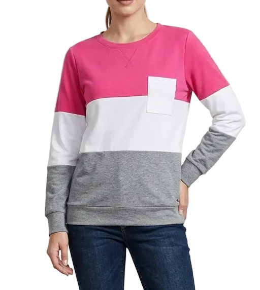 Damen Lässiges Sweatshirt mit Farbblock-Design und Brusttasche EB