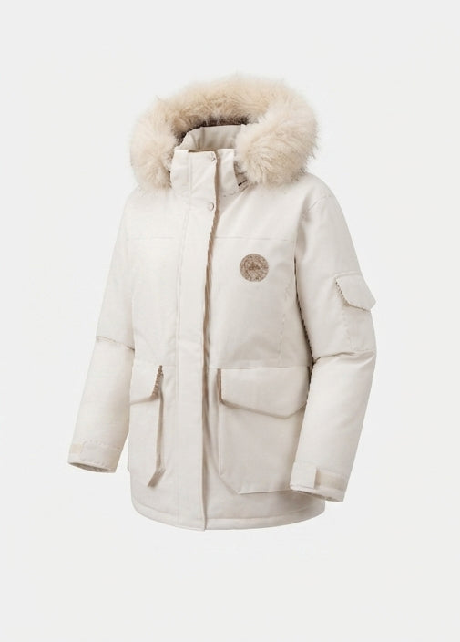 Damen nan wattierter Oversize-Parka mit abnehmbarer Kunstfellkapuze, großen Cargo-Pattentaschen und wärmender Thermofüllung EB