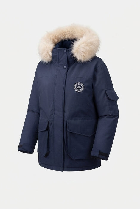 Damen nan wattierter Oversize-Parka mit abnehmbarer Kunstfellkapuze, großen Cargo-Pattentaschen und wärmender Thermofüllung EB