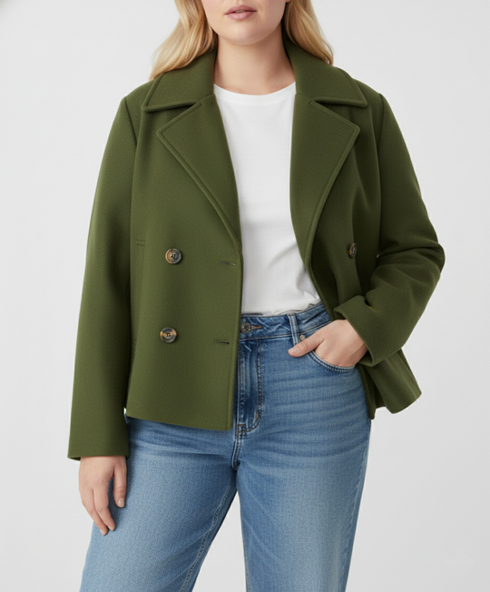 EB | Kurzer Woll-Look Peacoat für Damen – Große Größen
