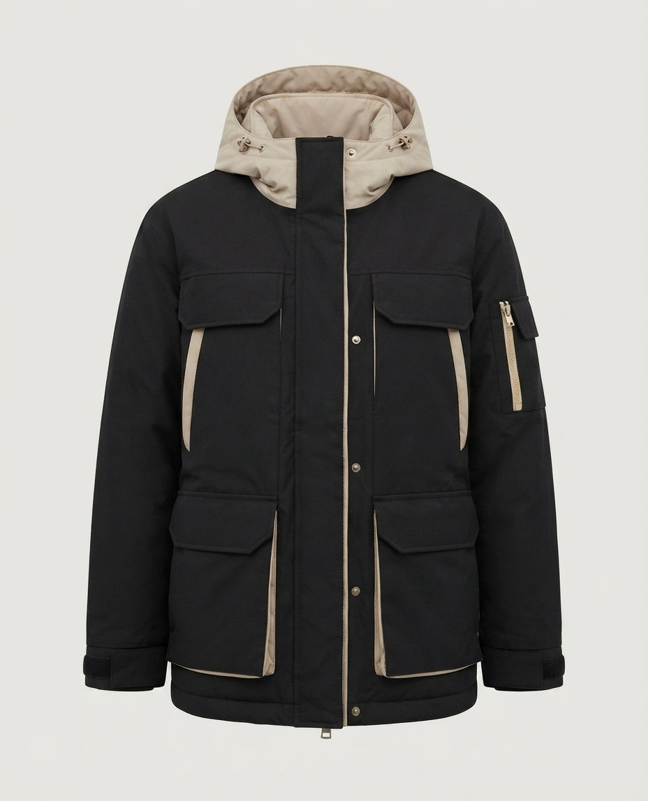 Damen nan zweilagiger Oversize-Parka mit abnehmbarer Steppinnenweste, hohem Kragen und großen Pattentaschen EB