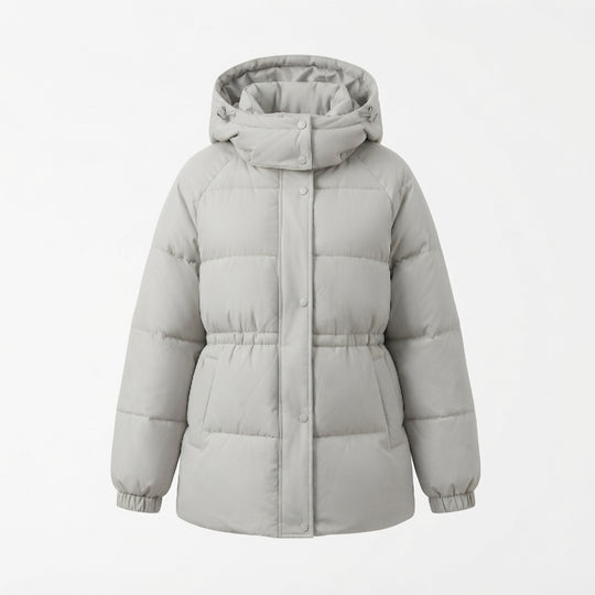 Damen nan kompakter Outdoor-Steppmantel mit hochgezogenem Kragen, Kinnschutz und elastischen Bündchen EB
