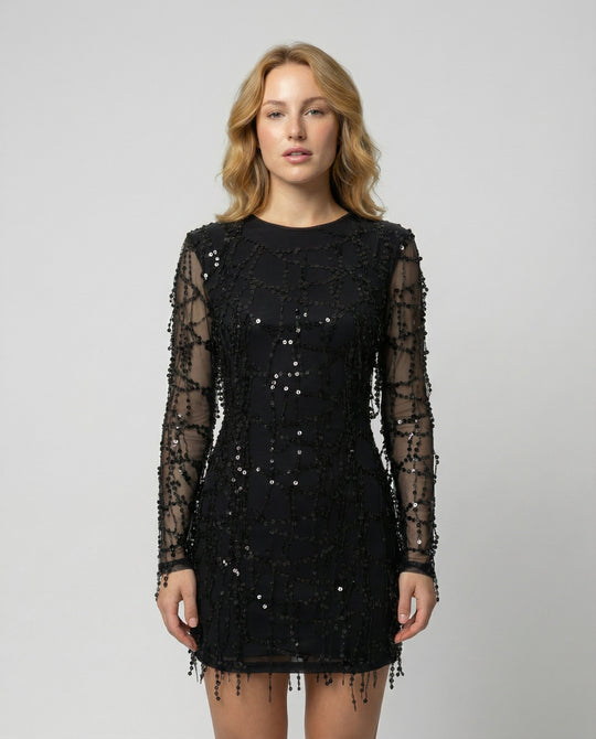 Elegantes Fransen Paillettenkleid Damen | EB
