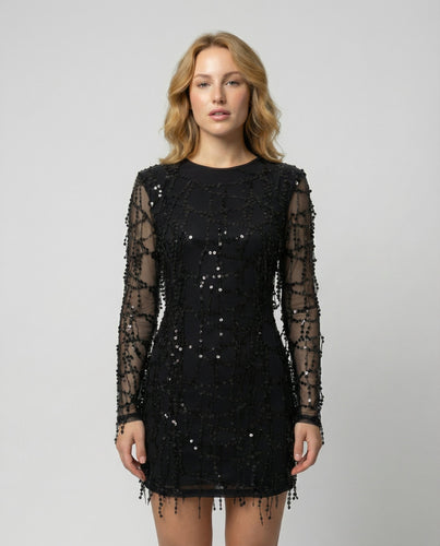 Elegantes Fransen Paillettenkleid Damen | EB