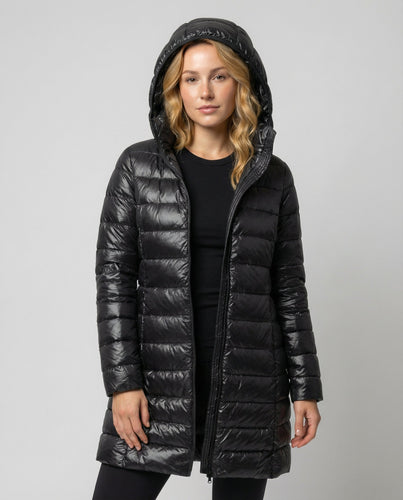 Damen Ultraleichte Daunenjacke mit Kapuze | EB