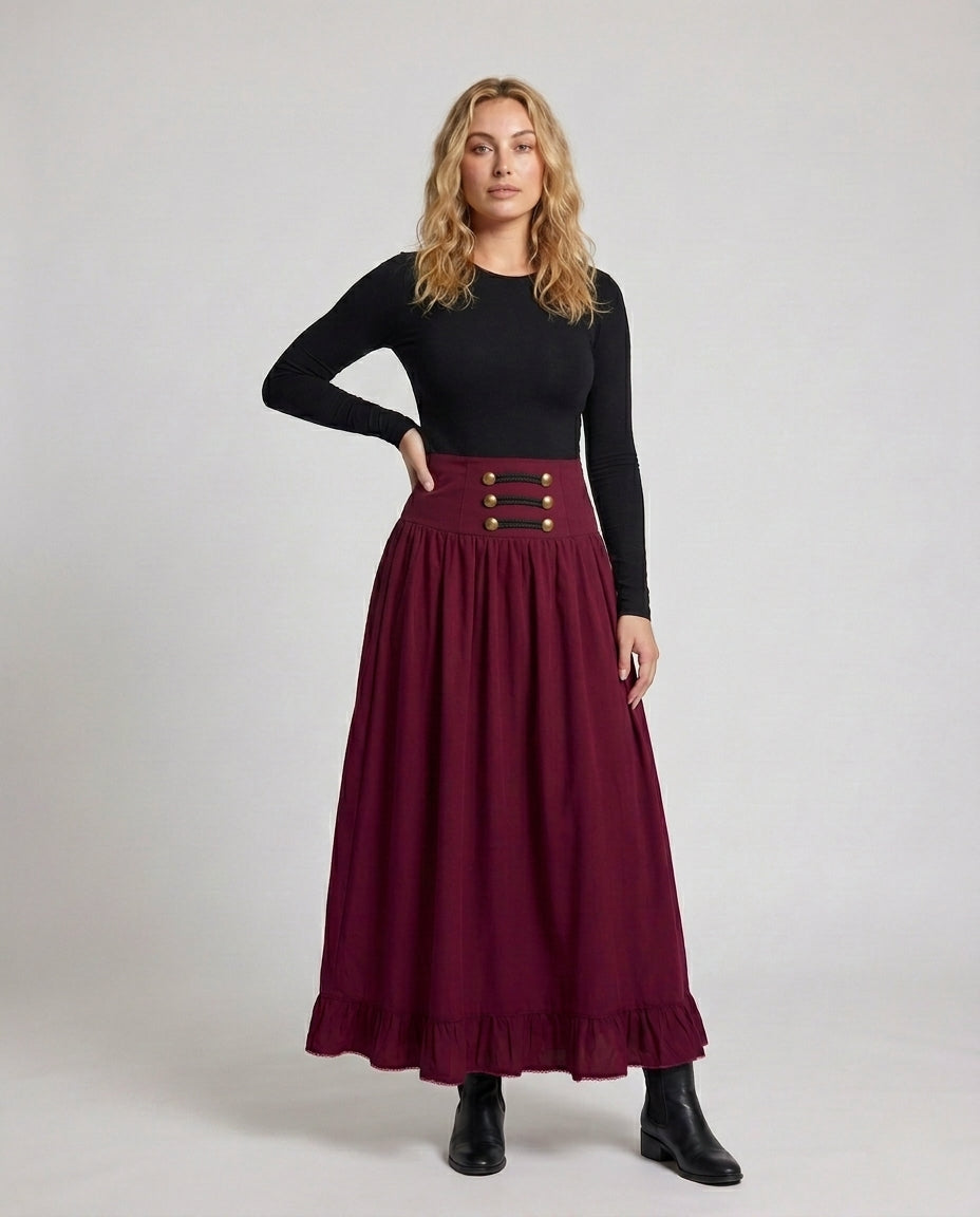 Damen Eleganter Hochzeitsrock mit Schnürung und Volant EB
