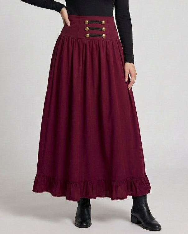 Damen Eleganter Hochzeitsrock mit Schnürung und Volant EB