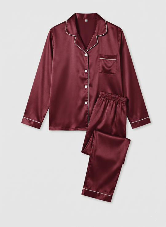 Elegantes Damen Satin-Pyjamaset | EB