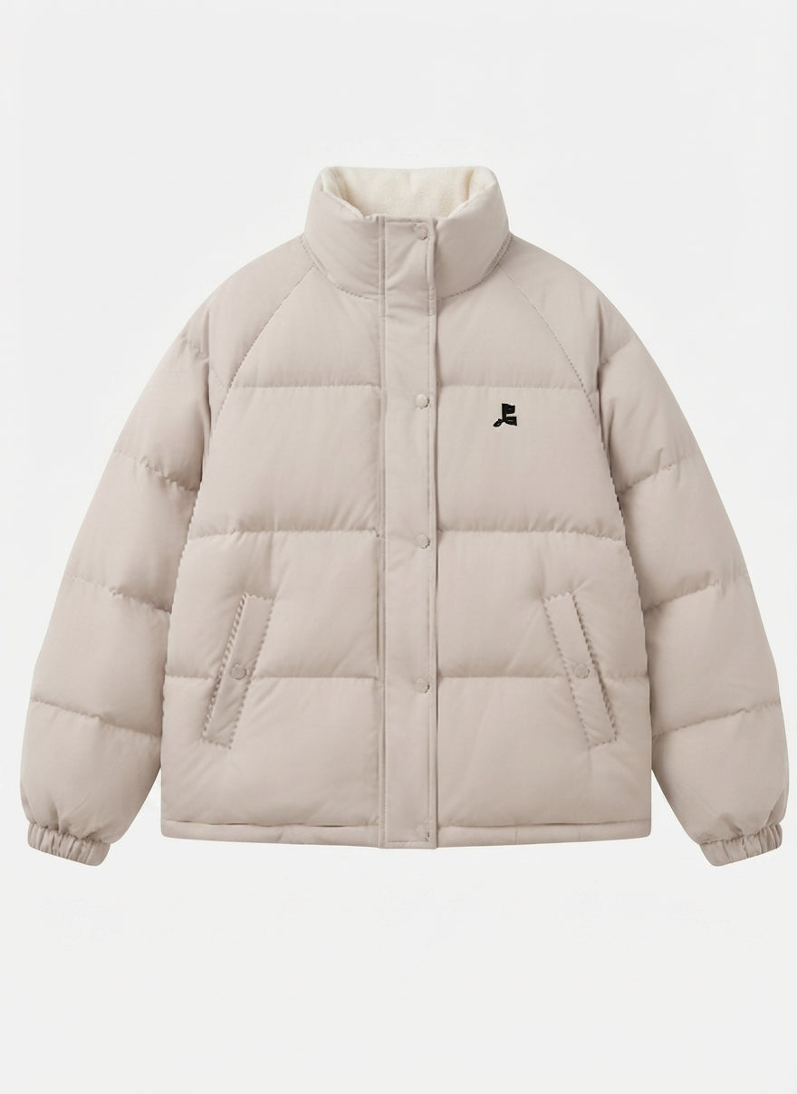 Damen nan kurze oversized Steppjacke mit hochschließendem Kragen und verdeckter Druckknopfleiste EB