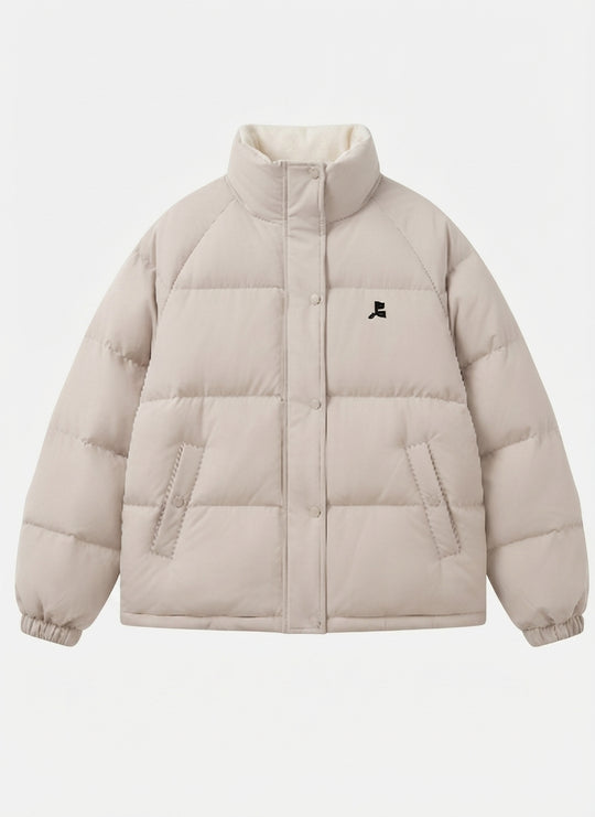 Damen nan kurze oversized Steppjacke mit hochschließendem Kragen und verdeckter Druckknopfleiste EB