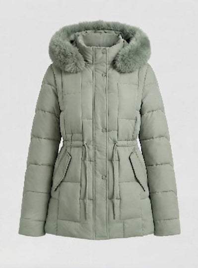 Damen nan wattierter Kapuzenparka mit abnehmbarem Kunstfellbesatz, taillierbarem Kordelzug und thermoisolierender Wattierung EB