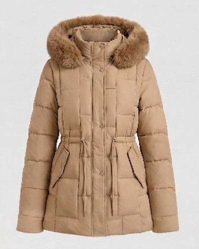 Damen nan wattierter Kapuzenparka mit abnehmbarem Kunstfellbesatz, taillierbarem Kordelzug und thermoisolierender Wattierung EB