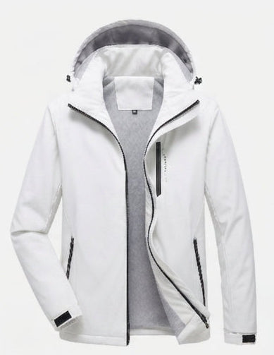 Herren wasserdichte Kapuzen-Übergangsjacke mit Thermofutter, winddichter Membran und verdecktem Reißverschluss EB
