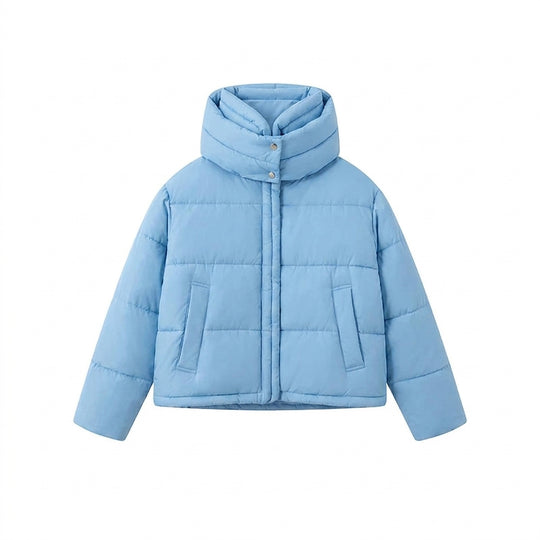 Damen nan boxiger Kurz-Steppblouson mit extra hoher Kapuzenblende und weichen Bündchen EB