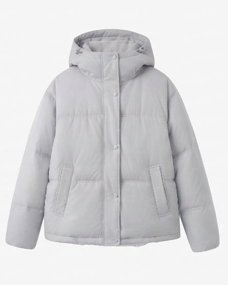 Damen nan kurzer gesteppter Kapuzenblouson mit Teddy-Innenkragen, verdecktem Zweiwege-Reißverschluss und taillierbarem Saum EB