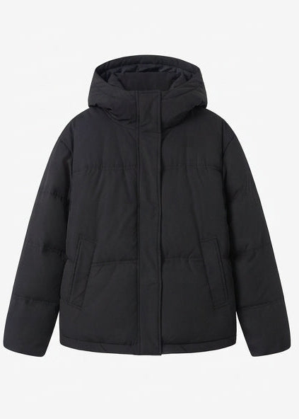 Damen nan kurzer gesteppter Kapuzenblouson mit Teddy-Innenkragen, verdecktem Zweiwege-Reißverschluss und taillierbarem Saum EB