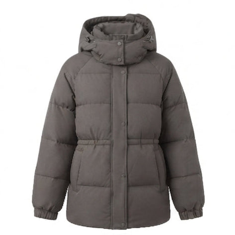 Damen nan kompakter Outdoor-Steppmantel mit hochgezogenem Kragen, Kinnschutz und elastischen Bündchen EB