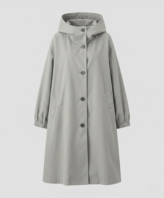 EB | stilvolle lange Damenjacke mit Kapuze