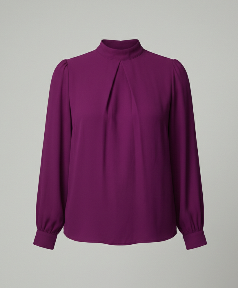 Damen elegante Bluse mit Stehkragen EB
