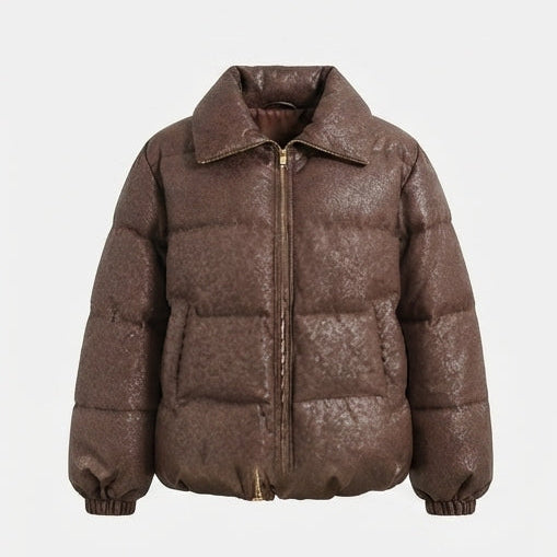 Damen nan wattierte Pufferjacke mit Glitzereffekt und kuscheligem Webpelzkragen EB