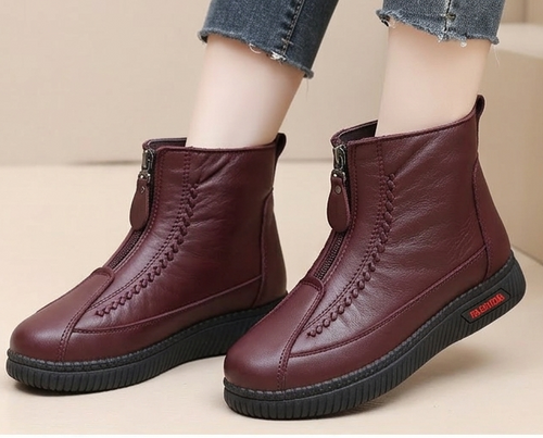 EB | Damen Retro Pu-Leder Warme Kurze Stiefel