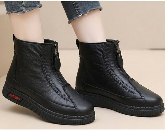 EB | Damen Retro Pu-Leder Warme Kurze Stiefel