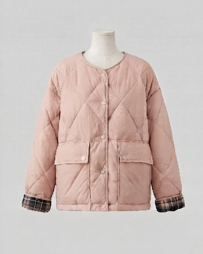 Damen nan gesteppte Boxy-Kurzjacke mit verdeckter Druckknopfleiste und extra großen Pattentaschen EB